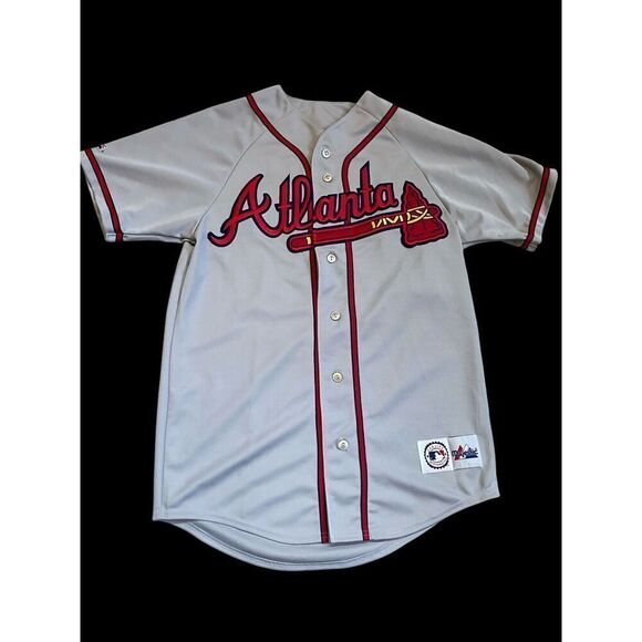 応援グッズ Atlanta Braves Majestic C.JONES #10 MLB Majestic Authentic Atlanta Braves #10 Chipper Jones Baseball
